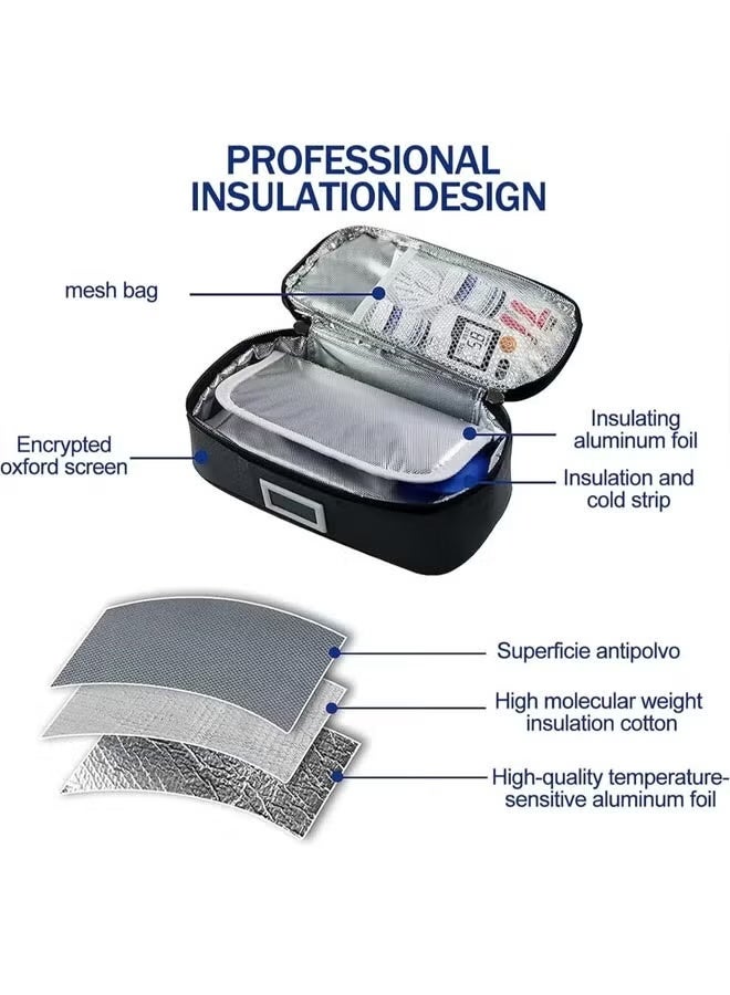 MUMO Insulin Cooler Box, 48-Hour Medical Insulin Cooler Travel Case with 4 Ice Packs - TSA Certified Portable Insulin Pack with Temperature Display, Suitable for Organizing Diabetic Insulin Pens and Insulin Bottles (Gray) - Image 3