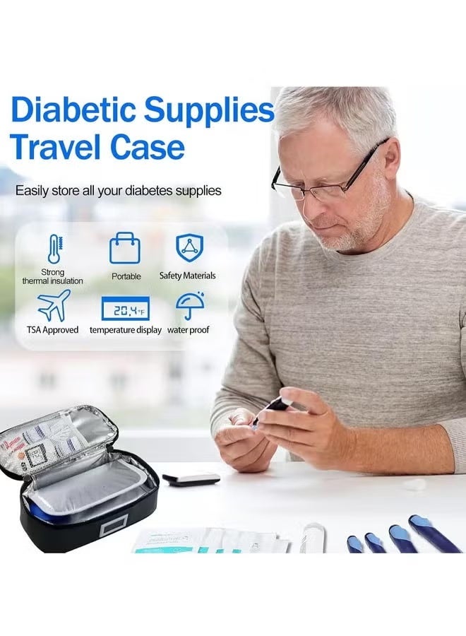 MUMO Insulin Cooler Box, 48-Hour Medical Insulin Cooler Travel Case with 4 Ice Packs - TSA Certified Portable Insulin Pack with Temperature Display, Suitable for Organizing Diabetic Insulin Pens and Insulin Bottles (Gray) - Image 4