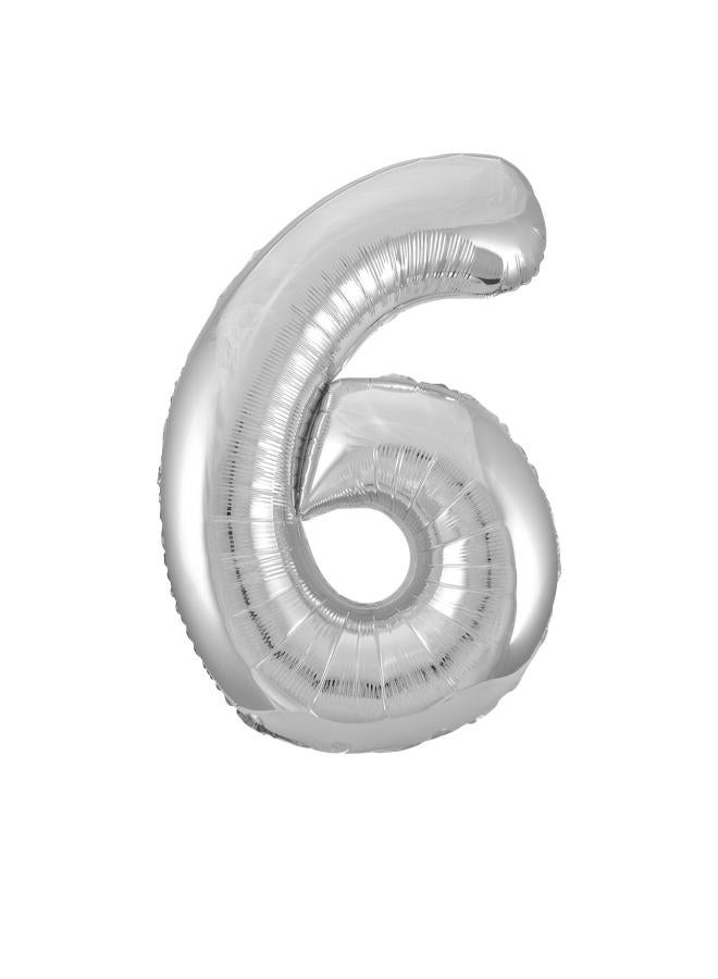 Unique 34" Silver Foil Number 6 Balloon
