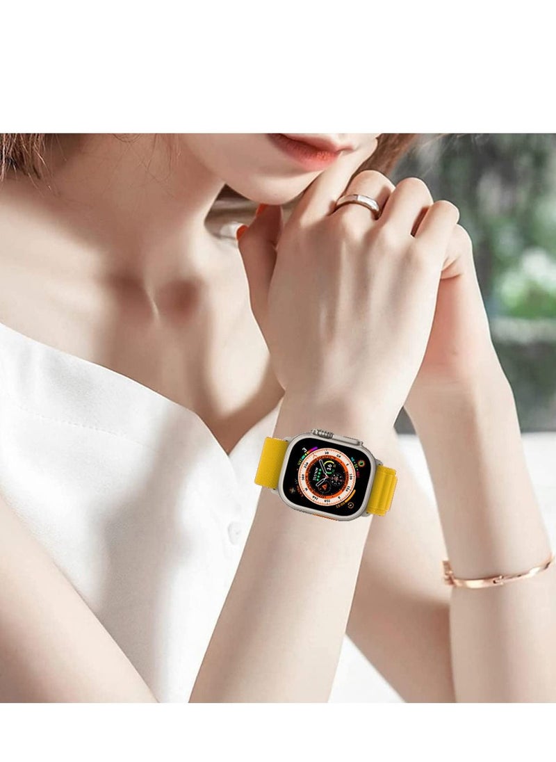 CATANES - Apple Watch Band 49mm 45mm 44mm 42mm Alpine Loop Band Women Men Adjustable with Metal G-Hook Strap for iWatch Ultra Series SE 8/7/6/5/4/3/2/1 Yellow - Image 1