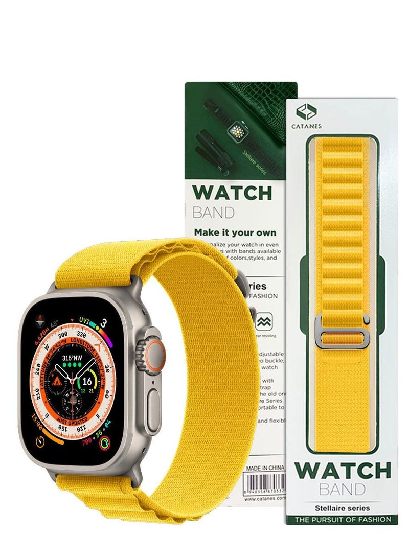 CATANES - Apple Watch Band 49mm 45mm 44mm 42mm Alpine Loop Band Women Men Adjustable with Metal G-Hook Strap for iWatch Ultra Series SE 8/7/6/5/4/3/2/1 Yellow - Image 1