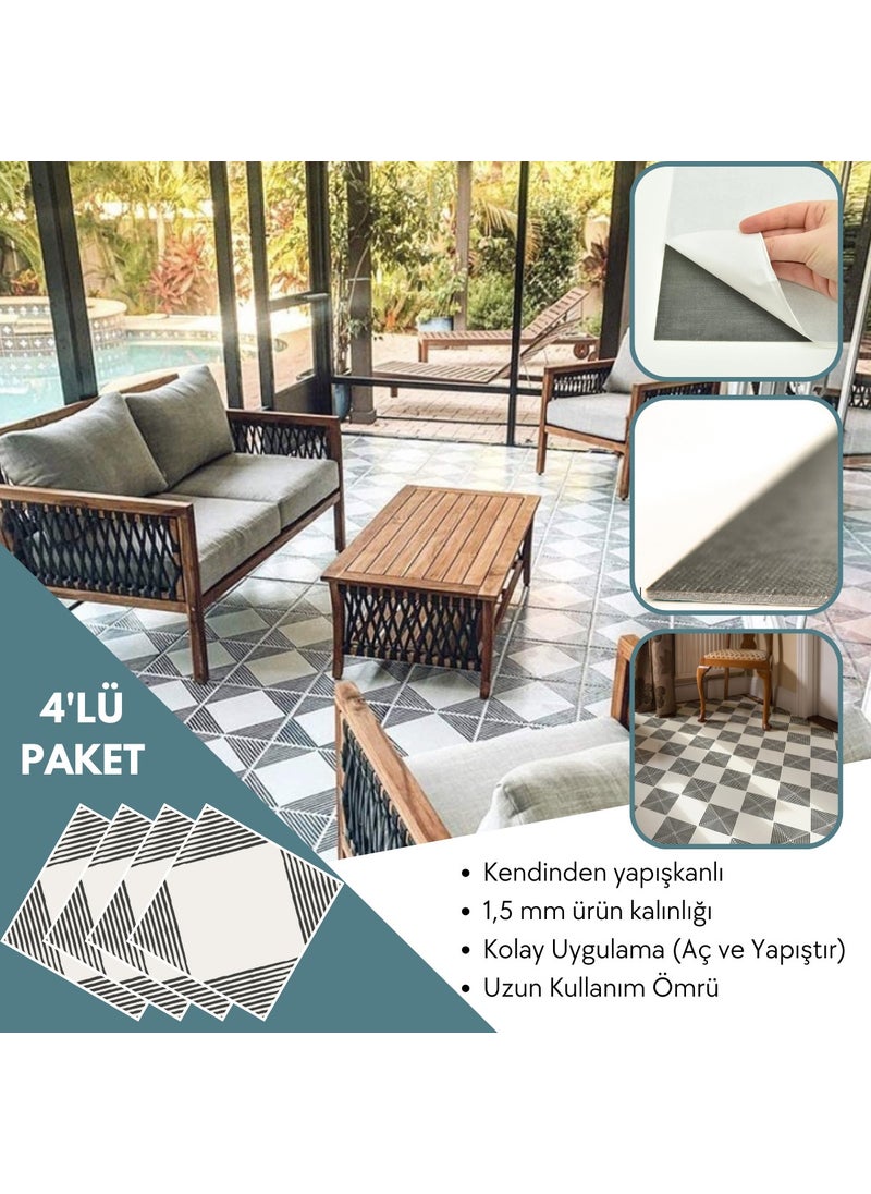 Technosmart 4 Pieces 30CM×30CM Self Adhesive Lvt Floor Wall Covering Kitchen Bathroom Tile Sticker  - Image 2