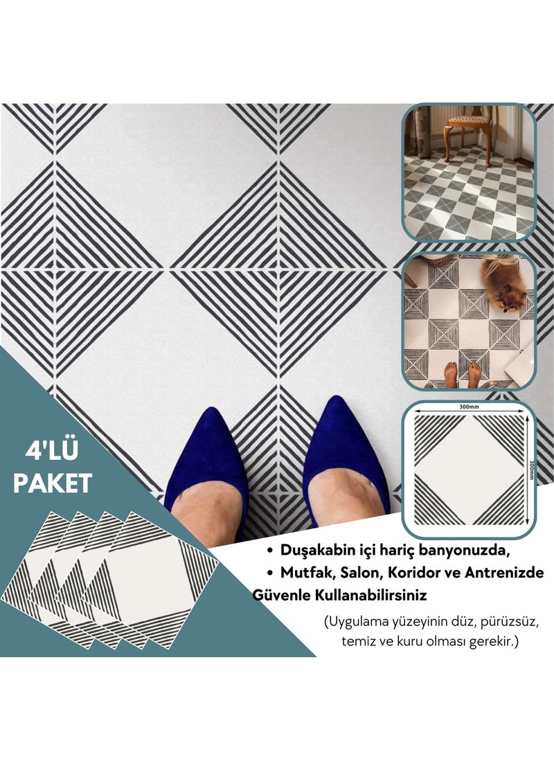 Technosmart 4 Pieces 30CM×30CM Self Adhesive Lvt Floor Wall Covering Kitchen Bathroom Tile Sticker  - Image 3