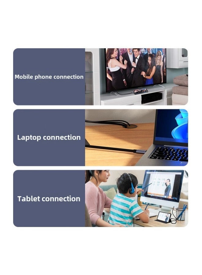 محول من النوع C إلى HDMI بدقة 4K HD لأجهزة الكمبيوتر المحمول والهاتف والكمبيوتر اللوحي وشاشة العرض بدقة 8K - اللون: سبيكة ألومنيوم 1.5 متر 【8K60HZ】】 - Image 5