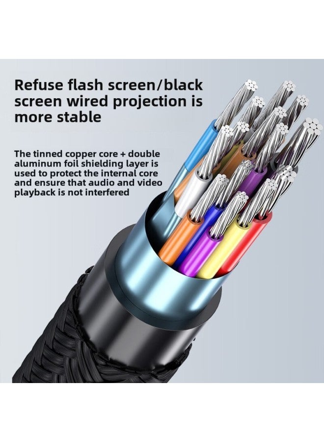 محول من النوع C إلى HDMI بدقة 4K HD لأجهزة الكمبيوتر المحمول والهاتف والكمبيوتر اللوحي وشاشة العرض بدقة 8K - اللون: سبيكة ألومنيوم 1.5 متر 【8K60HZ】】 - Image 4