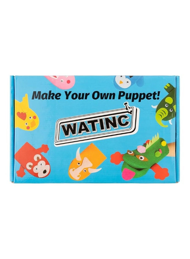 WATINC مجموعة صنع دمى اليد WATINC 6 قطع للأطفال فنون الحرف اليدوية دمى جورب مصنوعة من الفelt ألعاب إبداعية اصنع دمى خاصة بك بومبومز عيون متحركة قصصية تمثيل أدوار مستلزمات الحفلات هدايا للبنات والأولاد - Image 3