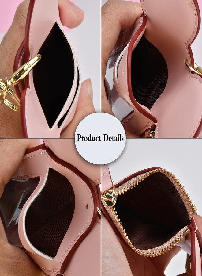 BUUFAN Chic Cute Travel PU Leather Student ID Card Holder Lanyard Neck Pouch Bag With Coin Wallet Purse for Students Women Kids Teens Girls (Pink) - Image 3