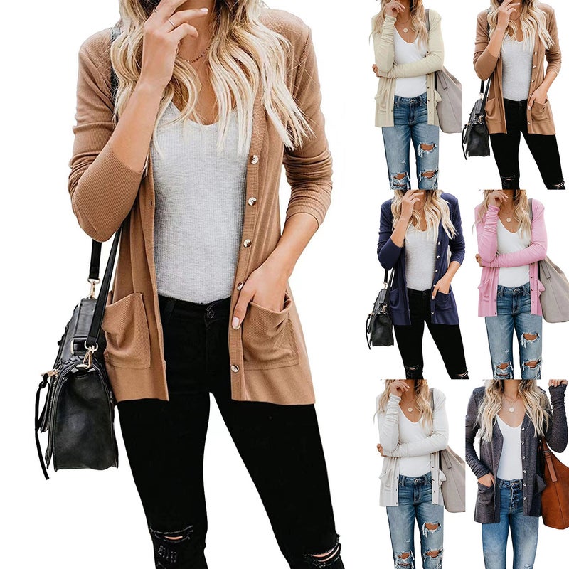 2024 Fall Winter Ribbed Knit Cardigan Women White  - Image 2