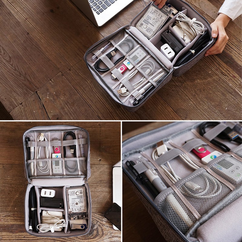 Electronics Organizer Travel Bag for Cable Accessories Storage Bag Pouch Separated Space Waterproof for Cable Cord Charger Hard Drive Earphone Power Bank - Image 4