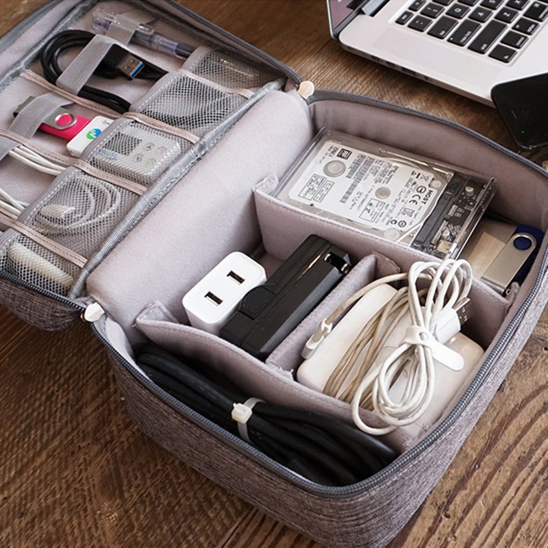 Electronics Organizer Travel Bag for Cable Accessories Storage Bag Pouch Separated Space Waterproof for Cable Cord Charger Hard Drive Earphone Power Bank - Image 2