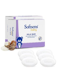 Softsens Baby Milk Bar Soap With Natural Milk Cream & Shea Buttervitamin Eparabens Free (6 Soaps X 100G)  - Image 2