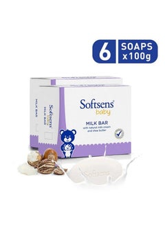 Softsens Baby Milk Bar Soap With Natural Milk Cream & Shea Buttervitamin Eparabens Free (6 Soaps X 100G)  - Image 3