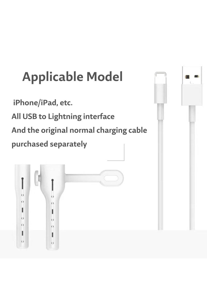 Captaintech Charger Cable Saver, Cable Management Organizer Protective, Cable Protector for iPhone iPad, Cord Saver for Bundling and Organizing Cables 2 Pairs White Black Lightning to USB - Image 5