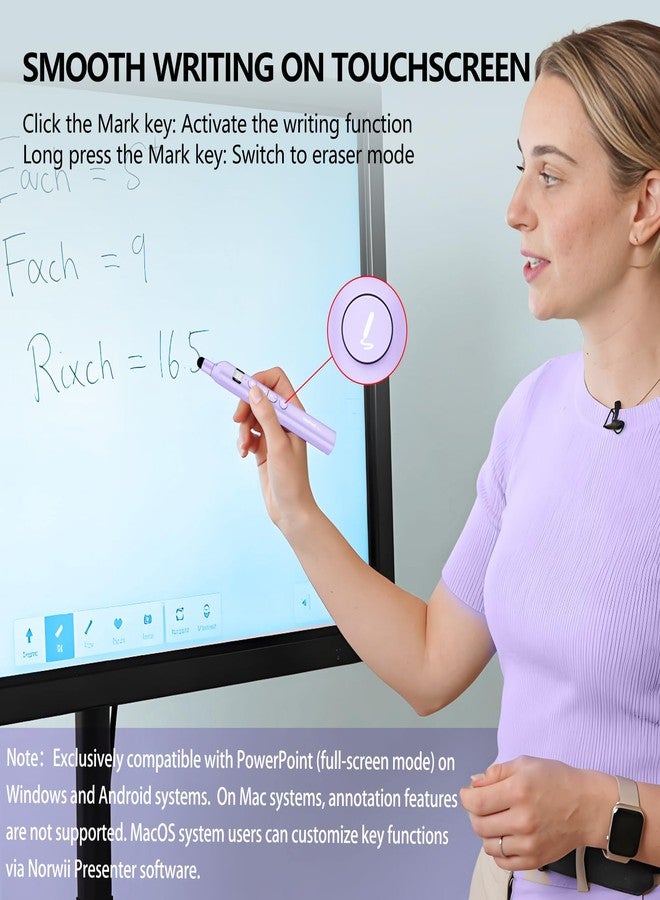 Norwii N21 Bluetooth Presentation Clicker with Telescopic Teaching Pointer, Presentation Remote with Retractable Stick for PowerPiont, Wireless Presenter, Slide Advancer - Purple - Image 4
