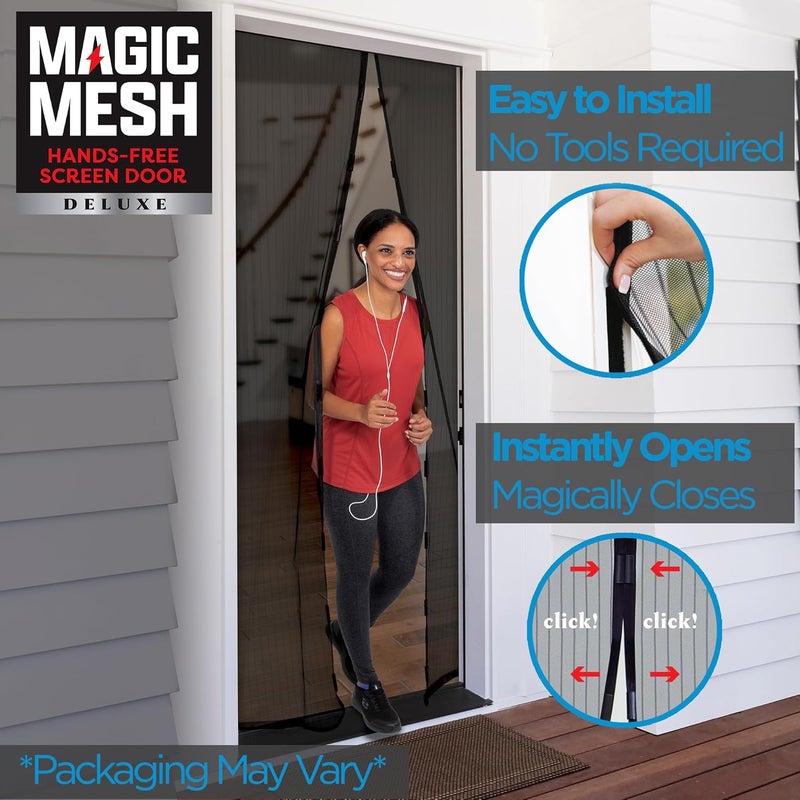 Magic Mesh Deluxe, Black | Magnetic Screen Door, Heavy Duty, Magnetic Closure, Door Net, Patio Screen, Sliding Door Screen, Bug Screen for Doorways, Kid & Pet Friendly | Size 39" x 83" (Pack of 1) - Image 5