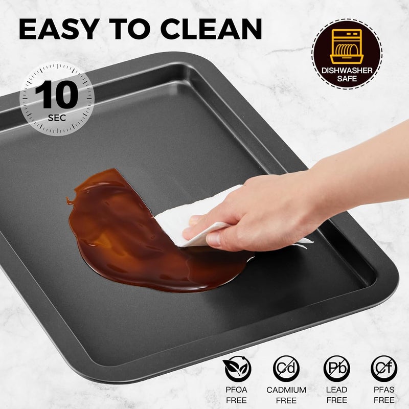 HONGBAKE Air Fryer Basket for Oven, Air Fry Crisper Tray with Baking Pan, Air Fryer Oven Basket, 2 Pieces, 12.8 X 9.6 inch，Gray - Image 5