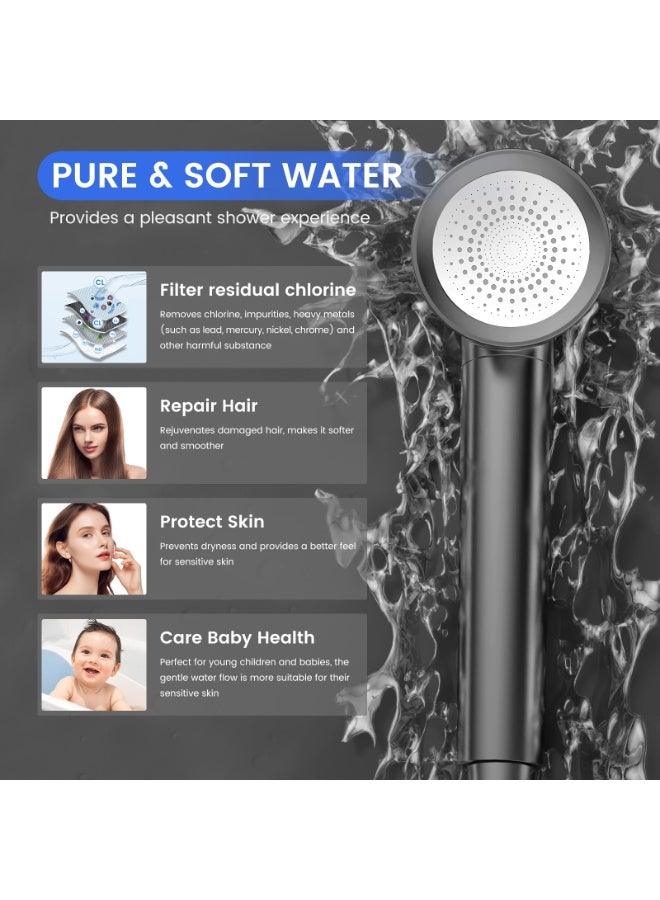 FEELSO Hard Water Filter Shower Head with 3 Modes, 15 Layers Filtration Water Saving High Pressure Shower Heads and 1.5m Hose, Massage Shower Filter for Residual Chlorine Remove Grey - Image 3
