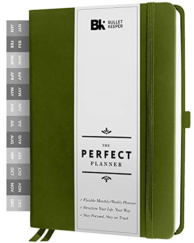 BK UNDATED Yearly Weekly/Monthly Planner 2025-26 Daily Planner Agenda & Personal Organizer to Increase Productivity, Academic Planner w/Sticker Set. A5 (5.8 x 8.3) - Green Hardcover - Image 1