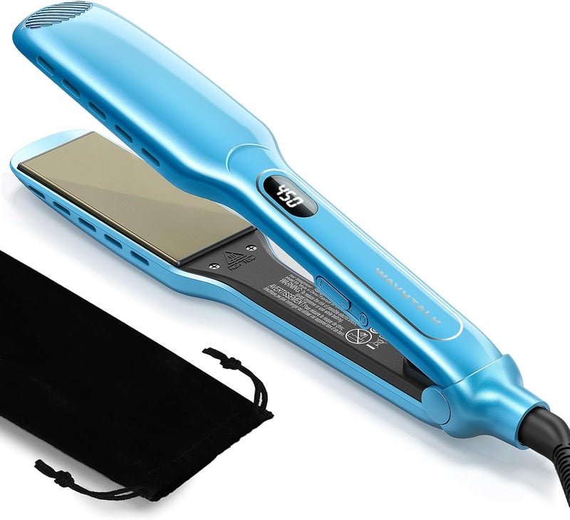 Wavytalk Titanium 1.7 Inch Hair Straightener - Professional Flat Iron with Adjustable Temperature 290-450°F, Dual Voltage, Blue - Image 1