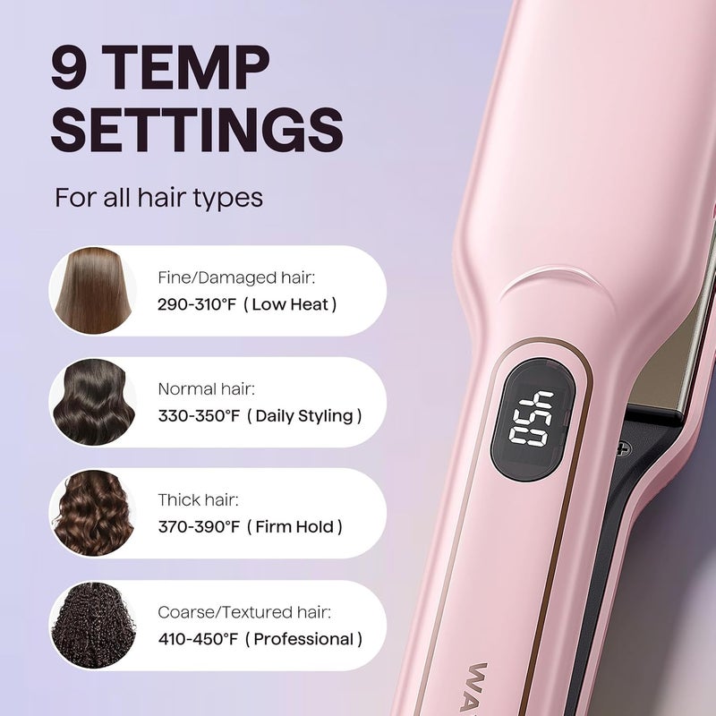Wavytalk Titanium 1.7 Inch Hair Straightener - Professional Flat Iron with Adjustable Temperature 290-450°F, Dual Voltage, Blue - Image 5