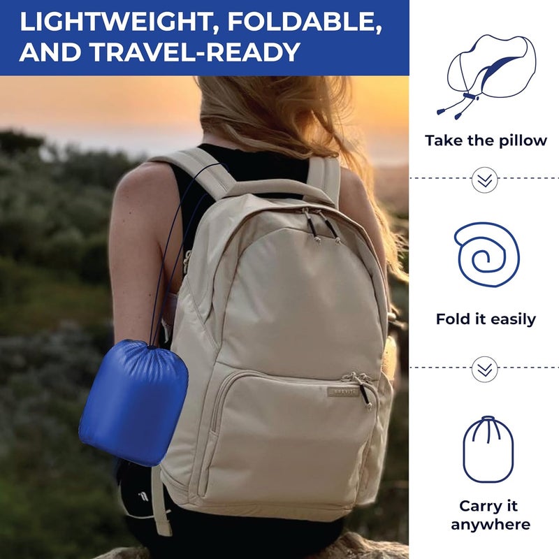 nexlev Nexlev Travel Pillow 100 Pure Memory Foam Comfortable Breathable Cover Machine Washable Carry Pouch for Storage 360degree Support and Curve Design Airplane Car Home Use Light Grey NP02  - Image 5