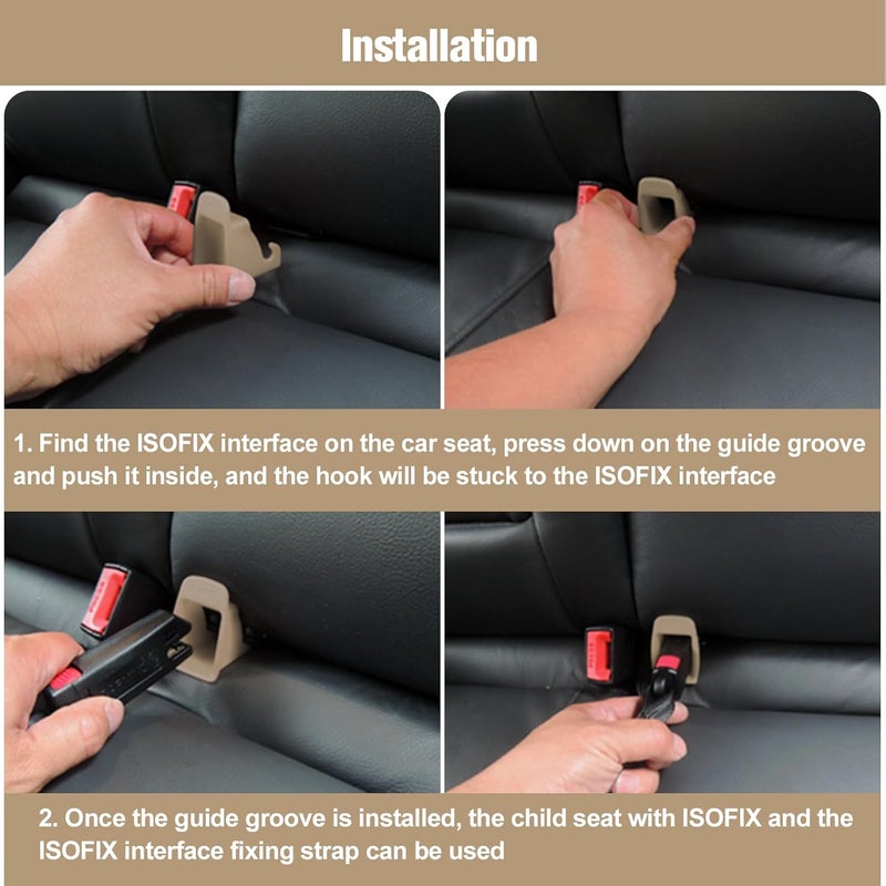 دليل تثبيت حزام واجهة ISOFIX، قطعتان من دليل تثبيت مشبك واجهة ISOFIX لمقعد السيارة، أخدود تثبيت ثابت، موصل حامل مقعد السيارة (قطعتان رمادي-بني) كل نوع تخزين - Image 4