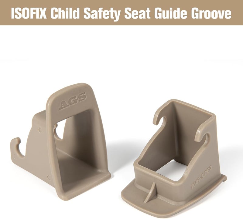 دليل تثبيت حزام واجهة ISOFIX، قطعتان من دليل تثبيت مشبك واجهة ISOFIX لمقعد السيارة، أخدود تثبيت ثابت، موصل حامل مقعد السيارة (قطعتان رمادي-بني) كل نوع تخزين - Image 2