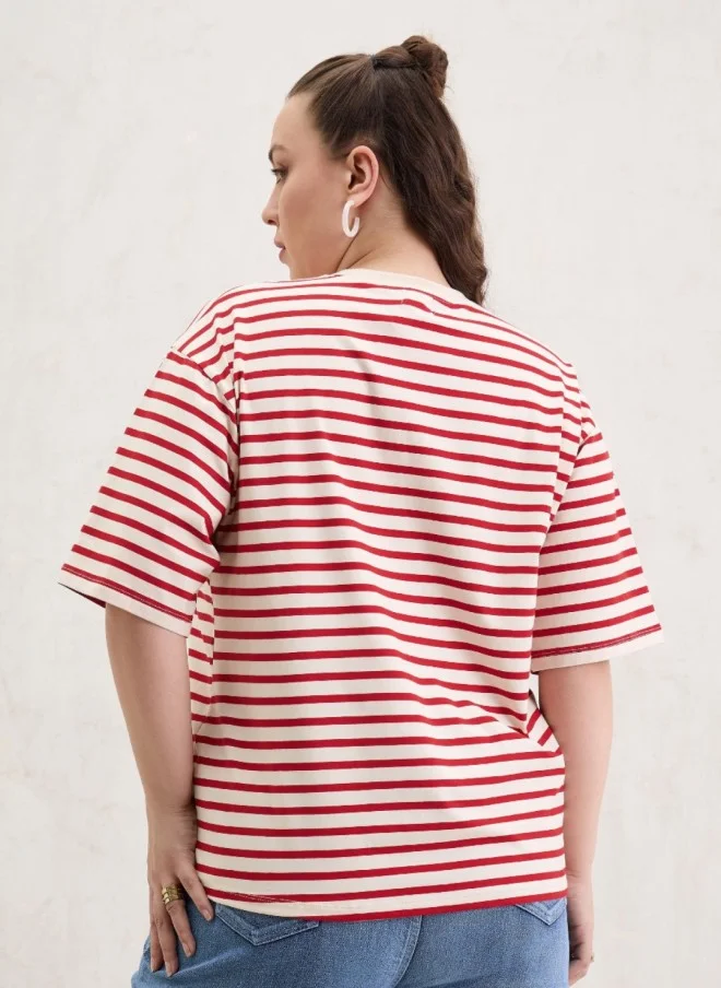 SASSAFRAS Striped Oversized T-Shirt for Women
