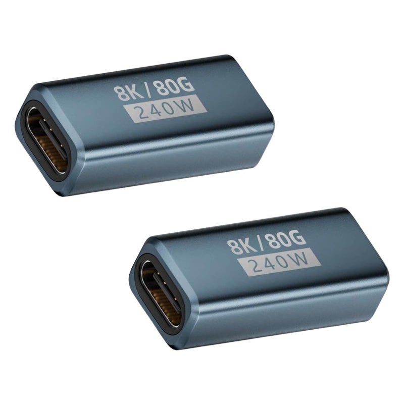 Poyiccot 240W USB C Coupler 2-Pack, USB C Female to Female Adapter [80Gbps/240W PD/8K@60Hz] Type C Extender Adapter Support Thunderbolt 5/4 for iPhone 15, MacBook, Steam Deck, Switch - Image 1