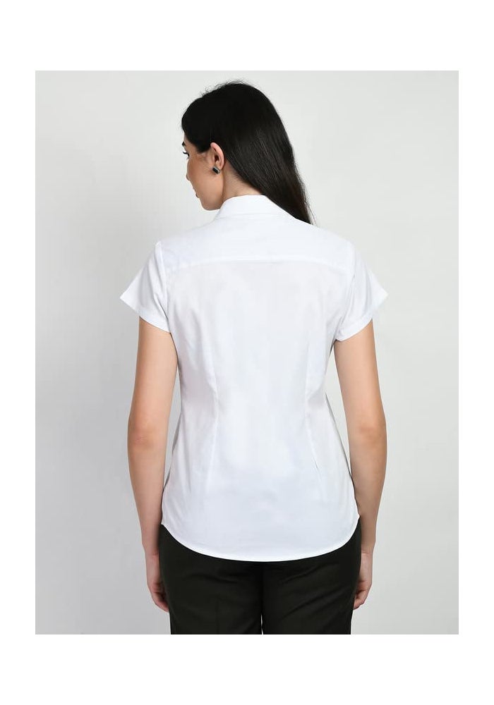 Exude White Short Sleeve Shirt for Women - Image 3