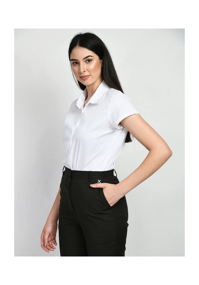 Exude White Short Sleeve Shirt for Women - Image 5