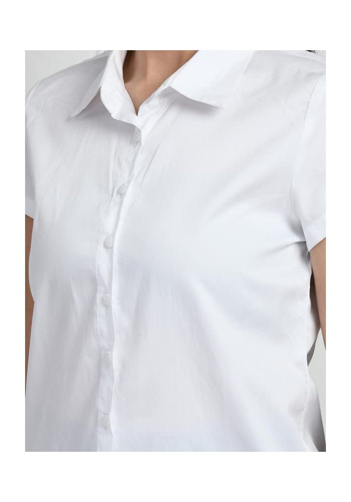 Exude White Short Sleeve Shirt for Women - Image 2