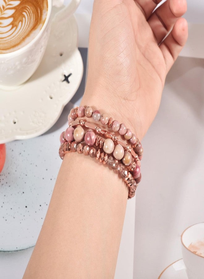 VISOOM Beaded Boho Bracelet for Apple Watch Series 11 10 Se 9 8 7 6 5 4 3 2 1 Bands Wrap Straps 42mm 41mm 40mm 38mm Women, Fashion Handmade Cute Crystal beads Stretchy Watch Strap for iWatch Bands - Image 3