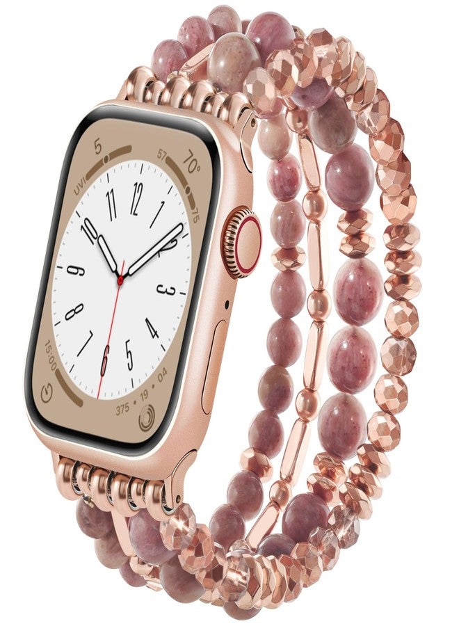 VISOOM Beaded Boho Bracelet for Apple Watch Series 11 10 Se 9 8 7 6 5 4 3 2 1 Bands Wrap Straps 42mm 41mm 40mm 38mm Women, Fashion Handmade Cute Crystal beads Stretchy Watch Strap for iWatch Bands - Image 1