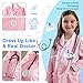 RioRand Kids Doctor Lab Coat Costume with Accessories Role Play for Boys Girls Playset Nurse Costume Age 312 Pink M130CM67Y - Image 4