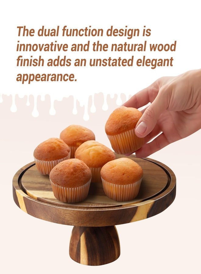 BOTOP Acacia Wood Cake Stand with Lid - 12 Inch Acrylic Dome Cake Cover for Display - 2-in-1 Pedestal Cake Holder & Charcuterie Board - Rustic Wedding Registry Gift & Party Hosting Essentials - Image 5