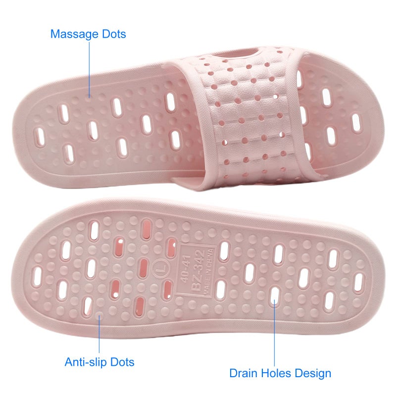 COZYAREA Shower Shoes Quick Dry Non-Slip Bathroom Slippers for Men Women Dorm Home Slides Pink Size 7.5-8 Women/6.5-7 Men - Image 5