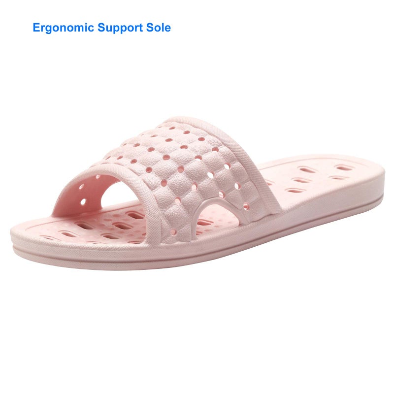 COZYAREA Shower Shoes Quick Dry Non-Slip Bathroom Slippers for Men Women Dorm Home Slides Pink Size 7.5-8 Women/6.5-7 Men - Image 3