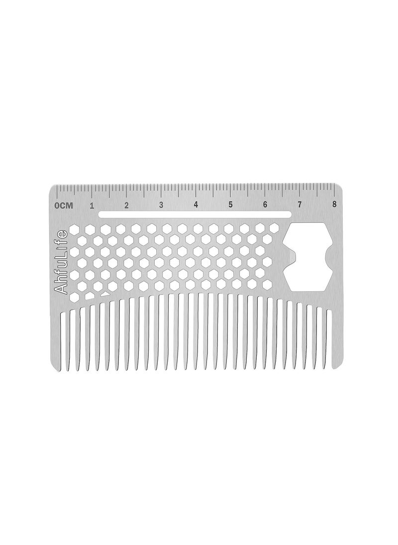 AhfuLife - AhfuLife Stainless Steel Metal Hair & Beard Comb - Anti-Static Dual Action Comb - Credit Card Size, Perfect for Wallet & Pocket - Gift Box Included - Image 1