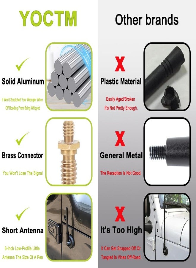 YOCTM شريط تزييني قصير للطرق الوعرة مقاس 6 بوصات لسيارات جيب رانجلر JK JL JLU JT روبيكون صحارى سبورت 2007-2024، عبوة واحدة - Image 2