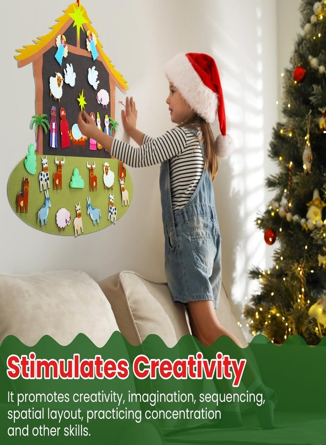 Enhon DIY Felt Christmas Tree Set with 29 Detachable Ornaments, Nativity Advent & Wall Hanging Decor - Image 3