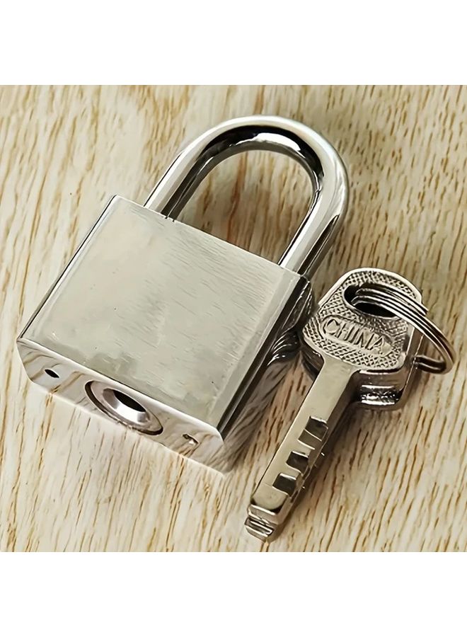 1pc Silvery Waterproof Rustproof Lock with 4 Keys for Dorms Warehouses Iron Doors - Image 2
