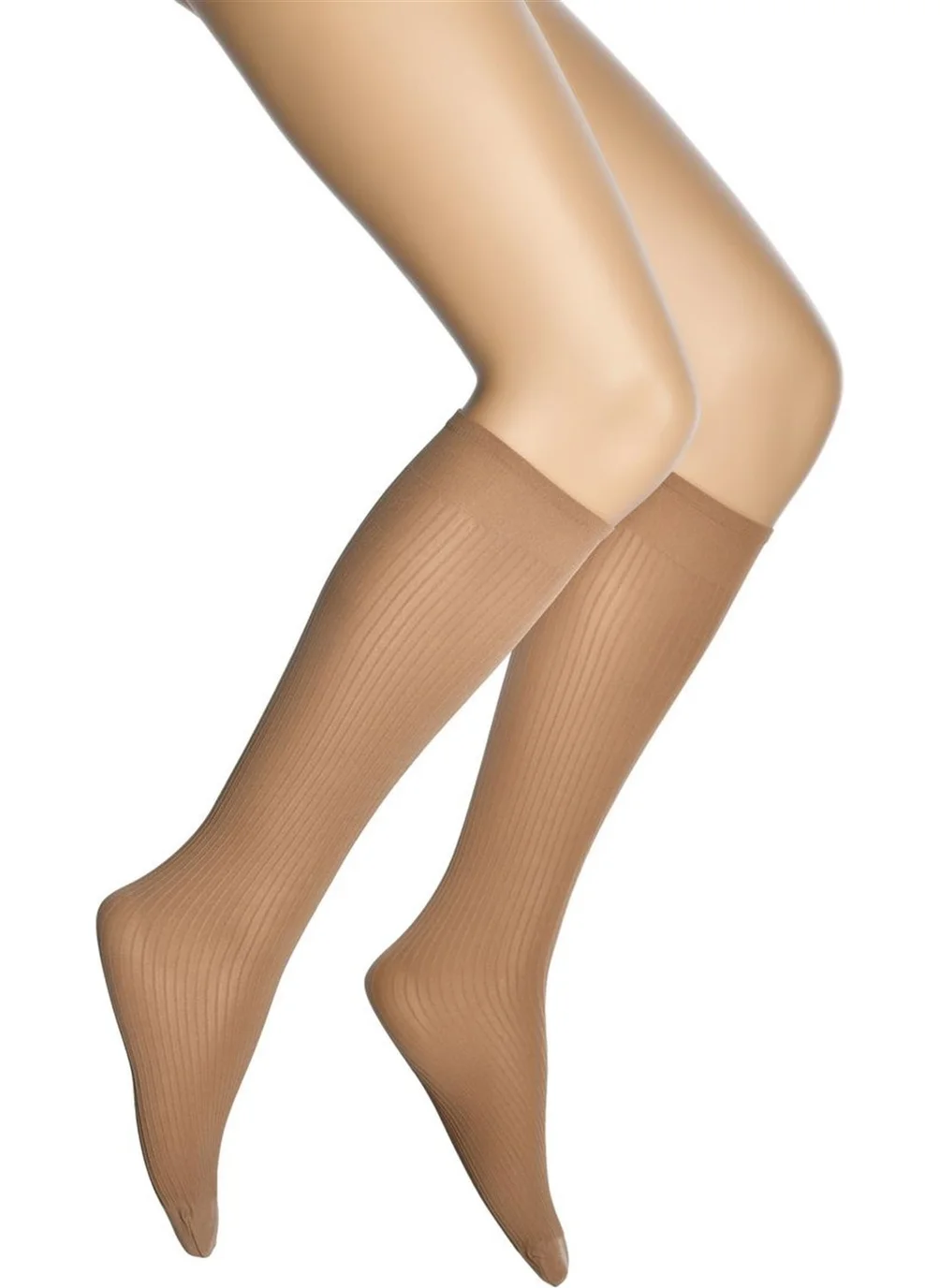 Dore Gold Ribbed Knee Length Women's Socks