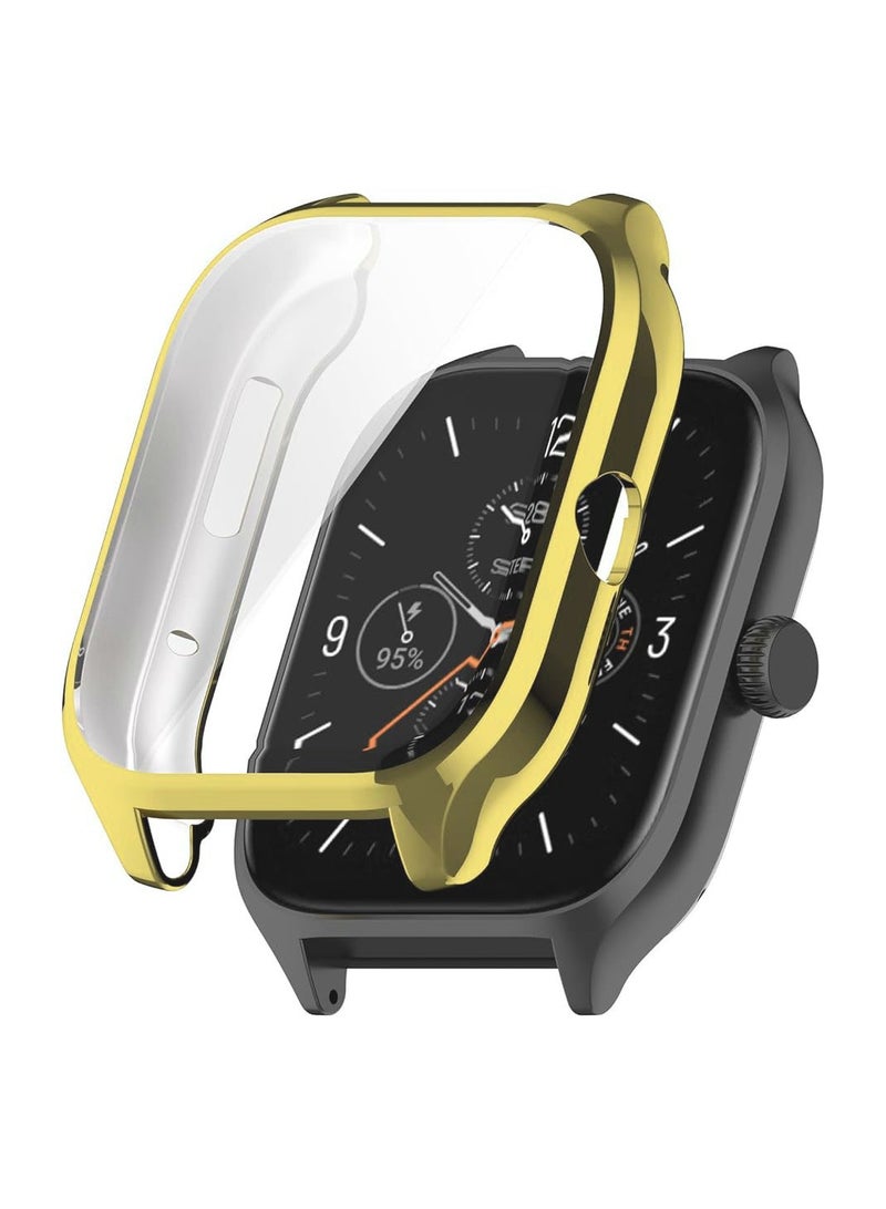 ELMO3EZZ Case Compatible with Amazfit GTS 2 Mini/Bip U Pro/Bip S/Bip Lite Case All-Around Screen Protector Watch Soft TPU Shockproof Cover Slim Guard Thin Bumper Shell Protector (Gold)