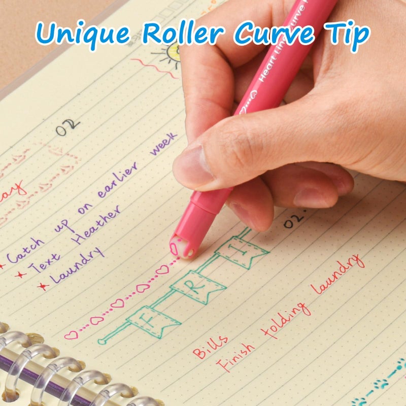 AECHY 18PCS Curve Highlighter Pen Set, Dual Tip Marker Pens with 18 Different Curve Shapes & 18 Colors Mark Lines, Aesthetic Curve Marker Highlighter for Journal Planner School Supplies - Image 5