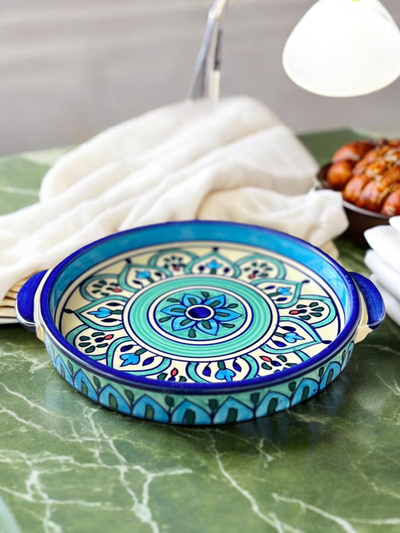 BACKKSPACE RETAIL Hand Painted Ceramic Tea Pot Set - 2 Cups (160ml), Kettle (450ml), and Tray | Elegant Mehrab Pattern| Perfect for Tea Lovers| Microwave & Dishwasher Safe| Ideal Gift Set - Image 5