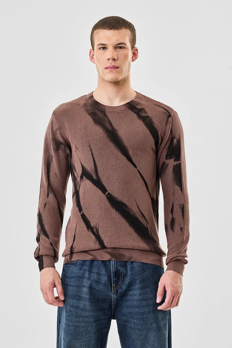 سنيتش كنزة صوفية مطبوعة بتقنية ربط وصبغ