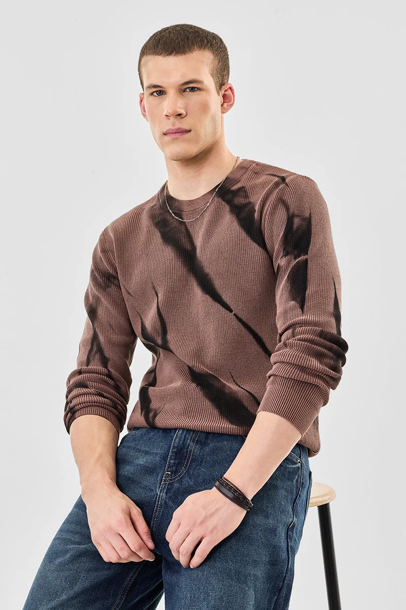 سنيتش كنزة صوفية مطبوعة بتقنية ربط وصبغ