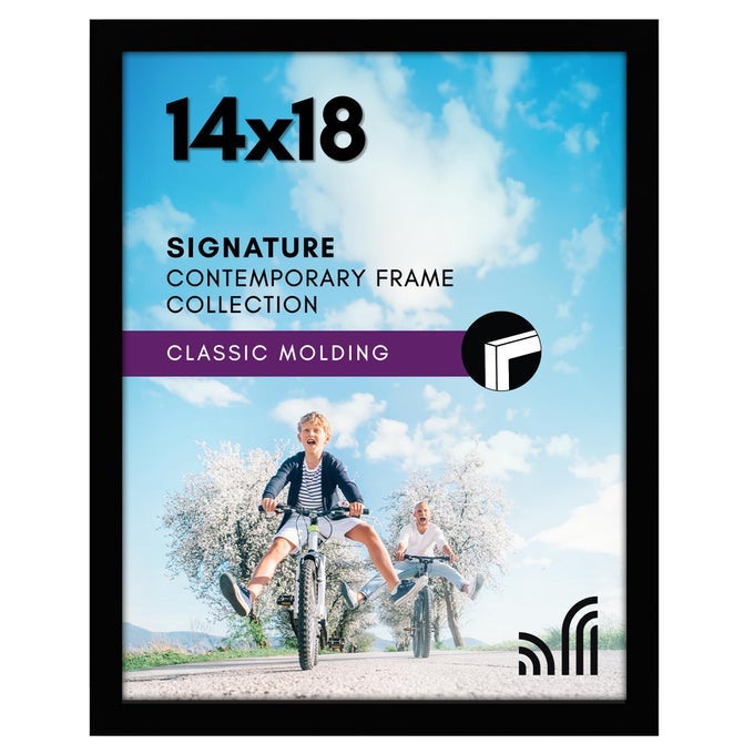 14X18 PICTURE FRAME WITH POLISHED PLEXIGLASS SIGNATURE COLLECTION GALLERYSTYLE FRAMES MADE OF ENGINEERED WOOD PHOTO FRAME FOR WALL DISPLAY BLACK