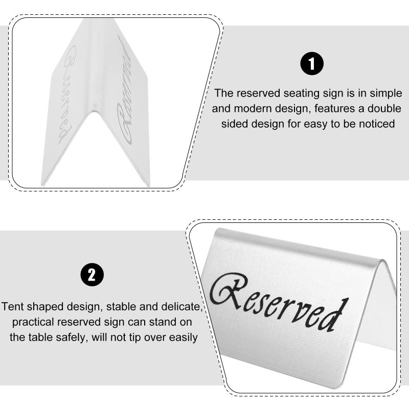Double Sided Stainless Steel Reserved Table Sign for Restaurant Cafe Club - Image 4